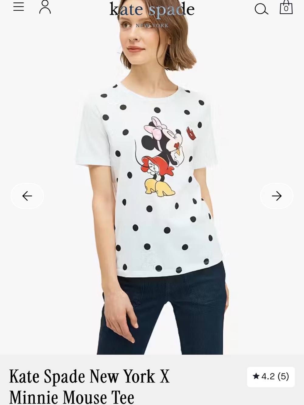 kate spade White Minnie Mouse Polka Dot Tee